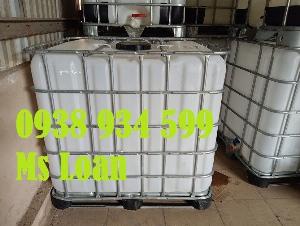 Tank nhựa cũ 1000 lít đựng hóa chất, thùng nhựa vuông ibc 1000 lít có khung thép