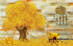 Gạch 3d tranh cây kim tiền - DC63