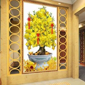 Tranh gạch dán tường mẫu cây mai - FK84