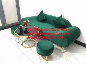 Bộ bàn ghế sofa văng băng thuyền màu xanh rêu lá cây giá rẻ phòng khách Nội thất Linco