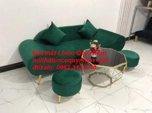 Bộ bàn ghế sofa văng băng thuyền màu xanh rêu lá cây giá rẻ phòng khách Nội thất Linco