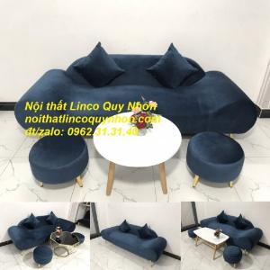 Bộ bàn ghế sopha sofa văng băng thuyền xanh dương đậm đen giá rẻ đẹp phòng khách Nội thất Linco