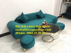 Bộ bàn ghế sofa băng văng thuyền màu xanh lá cây cổ vịt rẻ đẹp Nội thất Linco