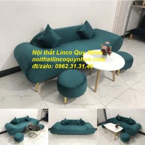 Bộ bàn ghế sofa băng văng thuyền màu xanh lá cây cổ vịt rẻ đẹp Nội thất Linco