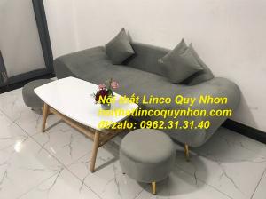 Bộ bàn ghế sopha sofa văng băng thuyền xám lông chuột rẻ đẹp salong phòng khách Nội thất Linco