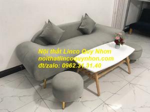 Bộ bàn ghế sopha sofa văng băng thuyền xám lông chuột rẻ đẹp salong phòng khách Nội thất Linco
