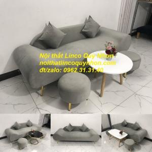 Bộ bàn ghế sopha sofa văng băng thuyền xám lông chuột rẻ đẹp salong phòng khách Nội thất Linco