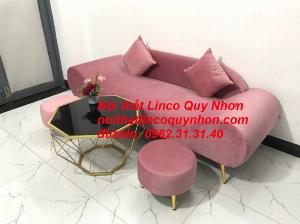 Bộ ghế salon sofa văng băng thuyền màu hồng hường giá rẻ đẹp phòng khách Nội thấ Linco