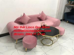Bộ ghế salon sofa văng băng thuyền màu hồng hường giá rẻ đẹp phòng khách Nội thấ Linco