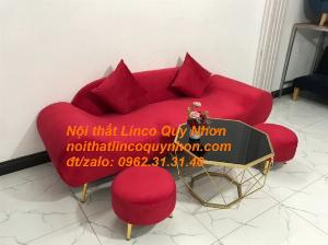 Bộ bàn ghế sopha salong băng văng thuyền màu đỏ giá rẻ sofa phòng khách | Nội thất Linco