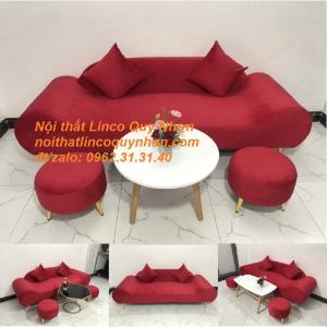Bộ bàn ghế sopha salong băng văng thuyền màu đỏ giá rẻ sofa phòng khách | Nội thất Linco