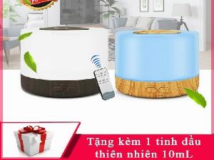 Máy xông tinh dầu vân gỗ tặng kèm td