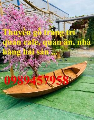 Thuyền gỗ 3m trưng bày nhà hàng, cửa hàng hải sản, hàng hoa tươi