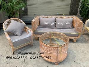 Sofa song mây tự nhiên, bàn ghế mây tre cho phòng khách