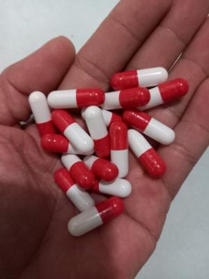Vỏ nang rỗng màu đỏ trắng size 0, vỏ nang cứng gelatin