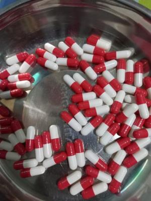 Vỏ nang rỗng màu đỏ trắng size 0, vỏ nang cứng gelatin