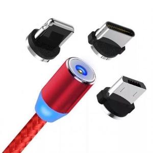 Cáp sạc từ hít nam châm dây dù 3 in 1 -Type C- Iphone - Micro Usb Mới