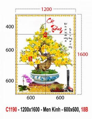 Tranh cây mia vàng - gạch tranh 3d cây mai - MD33
