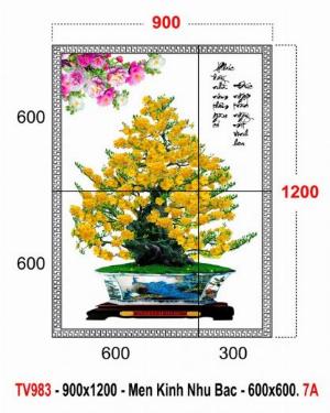 Tranh cây mia vàng - gạch tranh 3d cây mai - MD33
