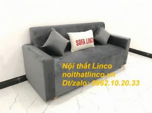 Bộ bàn ghế Sofa băng xám lông chuột vải nhung đẹp hiện đại Nội thất Linco HCM SÀi Gòn