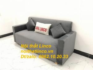 Bộ bàn ghế Sofa băng xám lông chuột vải nhung đẹp hiện đại Nội thất Linco HCM SÀi Gòn