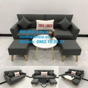 Bộ bàn ghế sofa băng văng dài xám đậm đen giá rẻ Nội thất Linco Sài Gòn SG