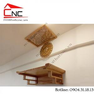 Bàn thờ treo tường bằng gỗ với thiết kế hoa sen đẹp