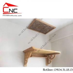 Bàn thờ treo tường bằng gỗ với thiết kế hoa sen đẹp