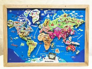 Tranh ghép bản đồ thế giới lắp ráp bằng gỗ | Wooden world map puzzle