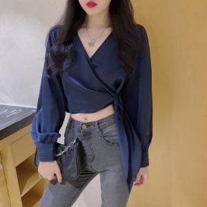 Áo Sơ Mi Nữ Vạt Chéo ( màu vàng)