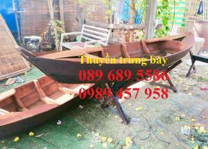Xuồng gỗ bày hải sản, xuồng gỗ trang trí nhà hàng 2,5m, Xuồng trang trí quán cafe 3m