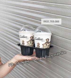 Khay đựng ly trà sữa 2 ngăn và 4 ngăn màu đen (50c)