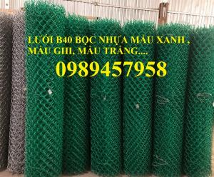 Chuyên Lưới b40 bọc nhựa khổ 2,4m mầu xanh, Lưới làm sân bóng đá, Lưới sân tennis