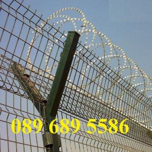 Dây thép gai bọc nhựa mầu xanh, Dây kẽm lam mầu xanh, Dây gai hình cầu