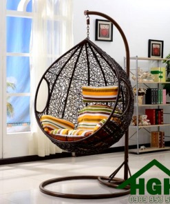 Xích đu decor sân vườn nhựa giả mây chịu mưa nắng cực tốt.
