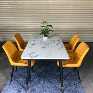 Bộ bàn ăn mặt đá cẩm thạch cao cấp + 4 ghế Loft