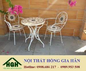 Bàn ghế cafe sân vườn hoa văn HGH909