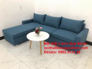 Bộ ghế sofa góc L xanh dương nước biển giá rẻ đẹp nhỏ | Nội thất Linco Quy Nhơn