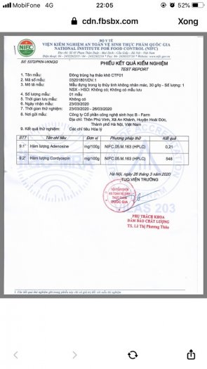 Đông trùng hạ thảo HANVIWON sấy thăng hoa lọ 10g