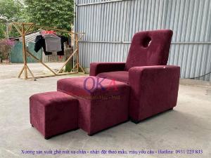 Bộ ghế massage chân spa bọc nỉ nhung tím mộng mơ