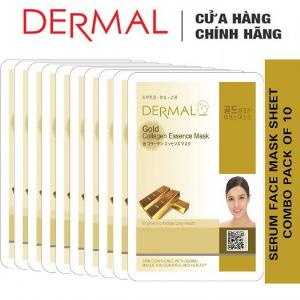 Mặt Nạ Dermal Chiết Xuất Vàng Dưỡng Sáng Da Gold Collagen Essence Mask 23g - 10 Miếng