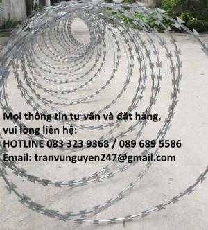 Dây kẽm gai, dây thép gai hình dao làm rào bảo vệ