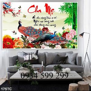 Tranh gạch phong cảnh - tranh gạch 3D chim công PTT