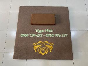 Nệm Ngồi ThIền 70x70cm Cao Cấp Thêu Bông Sen Vàng - Đệm Ngồi Thiền Định