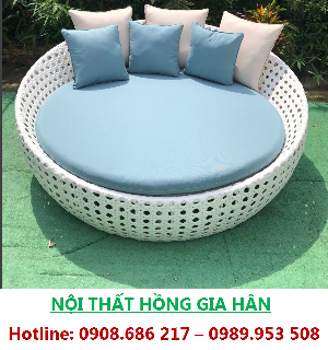 Giường Tắm Nắng Thư Giãn Nhựa Giả Mây Cho Resort HGH