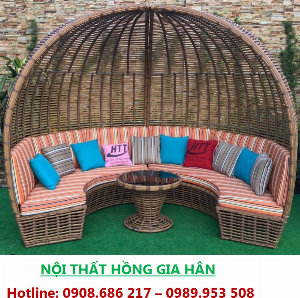 Giường Thư Giãn Ngoài Trời Nhựa Giả Mây Cho Resort HGH