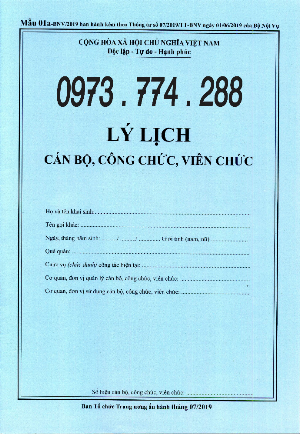 Mẫu 02a-BNV/2019 ban hành kèm theo thông tư số 07/2019/tt-BNV ngày 01/06/2019