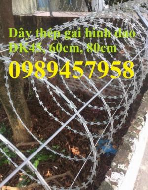 Dây thép gai vòng tròn, Dây thép gai hình dao mầu xanh, Dây thép gai mạ kẽm