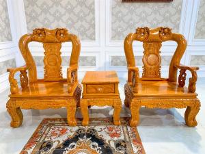 Bộ Bàn Ghế Chạm Đào Vai Cong Víp