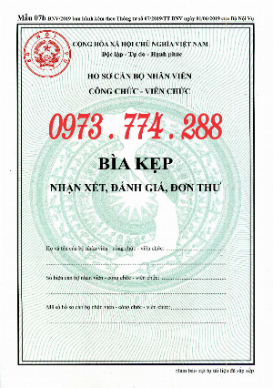 Bán bìa kẹp hồ sơ cán bộ nhân viên công chức viên chức, mẫu 07b-BNV/2019, ban hành theo thông tư 07